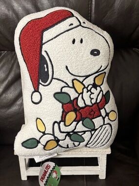 Peanuts Snoopy Holiday Throw Pillow - White, Red & Green